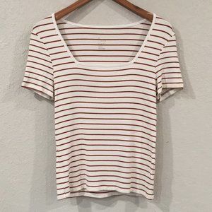A New Day Women’s Sz Medium Striped Ribbed Knit Short Sleeve Top